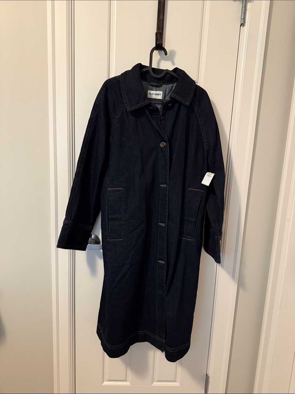 Old Navy Women's Dark Navy Long Trench Coat